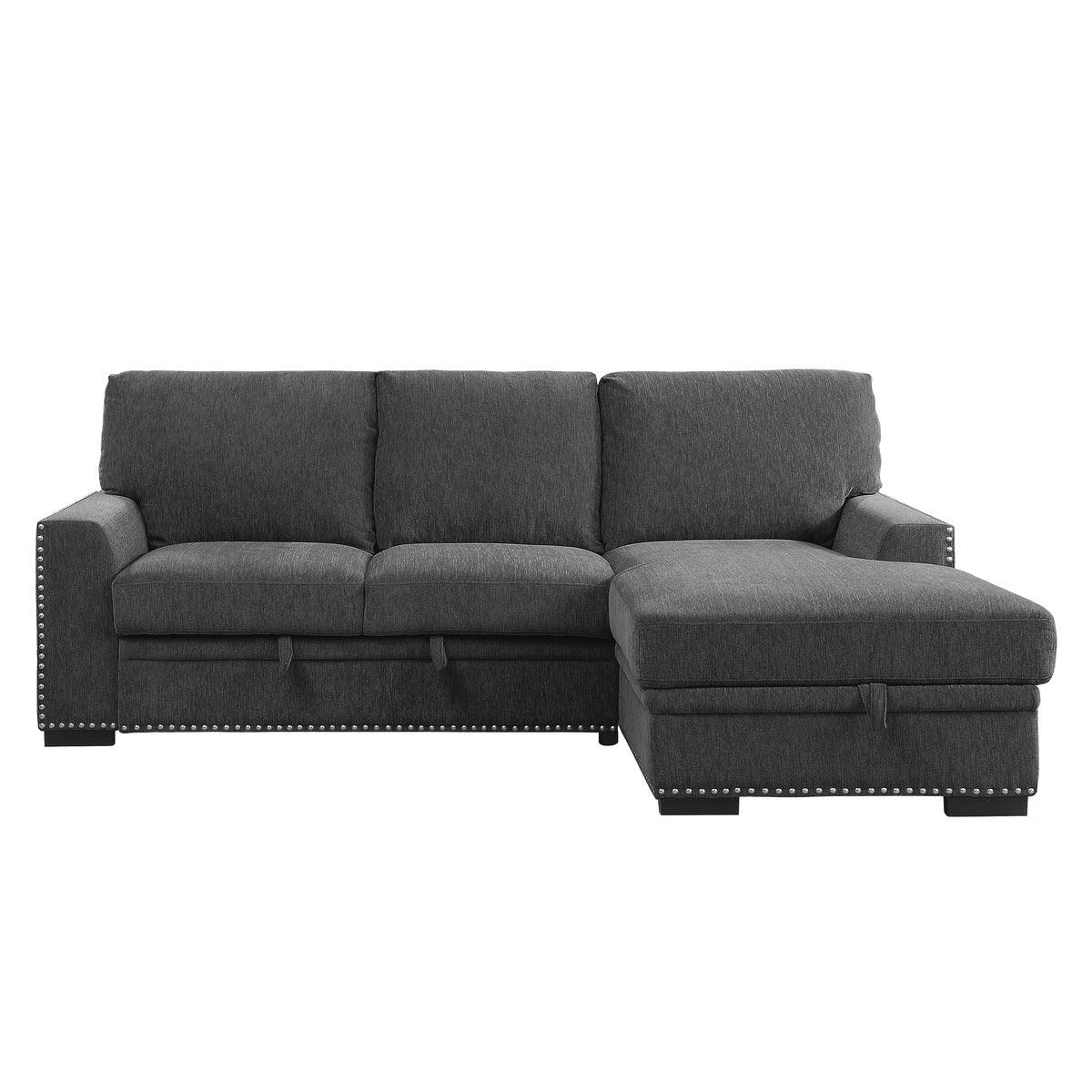 Homelegance - Morelia 2 Piece Sectional With Pull-Out Bed And Right Chaise With Hidden Storage In Charcoal - 9468Cc*2Rc2L - ATL FURNITURE