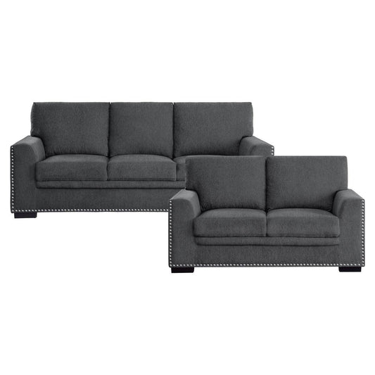 Homelegance - Morelia 2 Piece Sofa Set In Charcoal - 9468Cc*2 - ATL FURNITURE