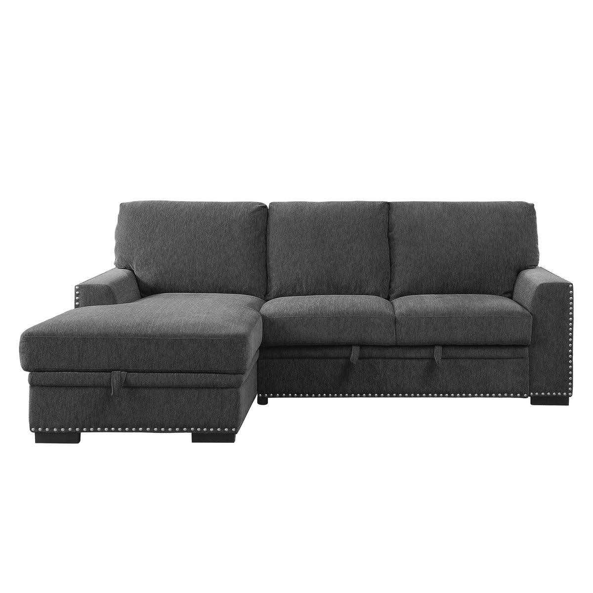 Homelegance - Morelia 2 Piece Sectional With Pull-Out Bed And Left Chaise With Hidden Storage In Charcoal - 9468Cc*2Lc2R - ATL FURNITURE