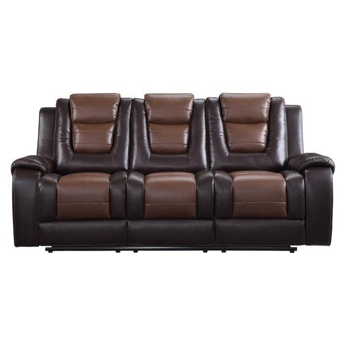 Homelegance - Briscoe Double Reclining Sofa With Drop-Down Cup Holders In Dark Brown - 9470Br-3 - ATL FURNITURE