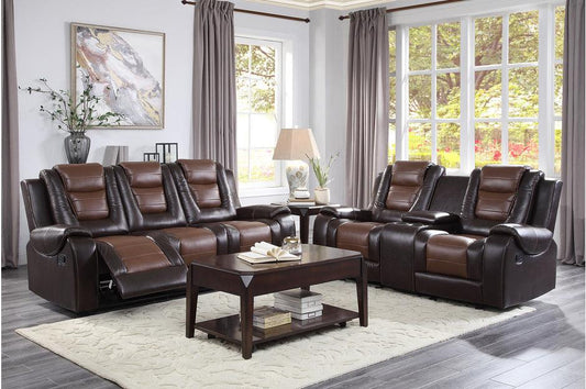 Homelegance - Briscoe 3 Piece Double Reclining Sofa Set In Dark Brown - 9470Br-3-2-1 - ATL FURNITURE