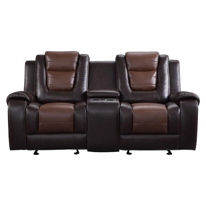 Homelegance - Briscoe Double Glider Reclining Love Seat With Center Console In Dark Brown - 9470Br-2 - ATL FURNITURE