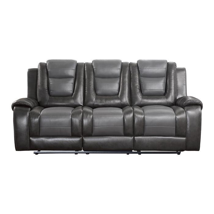 Homelegance - Briscoe Double Reclining Sofa With Drop-Down Cup Holders In Dark Gray - 9470Gy-3 - ATL FURNITURE