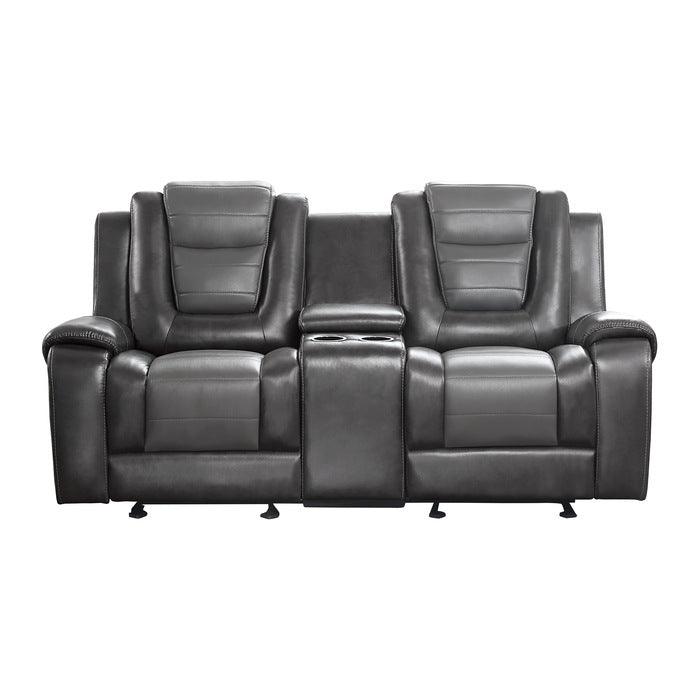 Homelegance - Briscoe Double Glider Reclining Love Seat With Center Console In Dark Gray - 9470Gy-2 - ATL FURNITURE