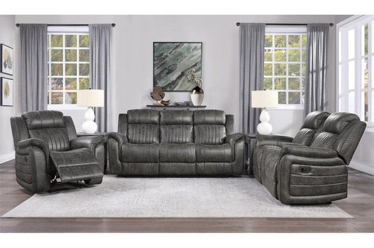 Homelegance - Centeroak 3 Piece Double Reclining Sofa Set In Gray - 9479Brg-3-2-1 - ATL FURNITURE