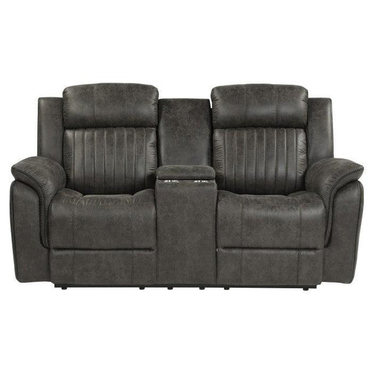 Homelegance - Centeroak Double Reclining Love Seat With Center Console In Gray - 9479Brg-2 - ATL FURNITURE