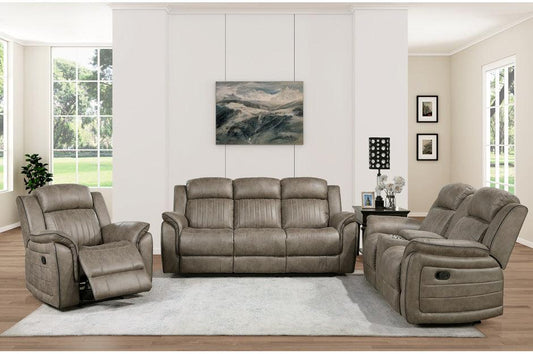 Homelegance - Centeroak 3 Piece Double Reclining Sofa Set In Sandy Brown - 9479Sdb-3-2-1 - ATL FURNITURE