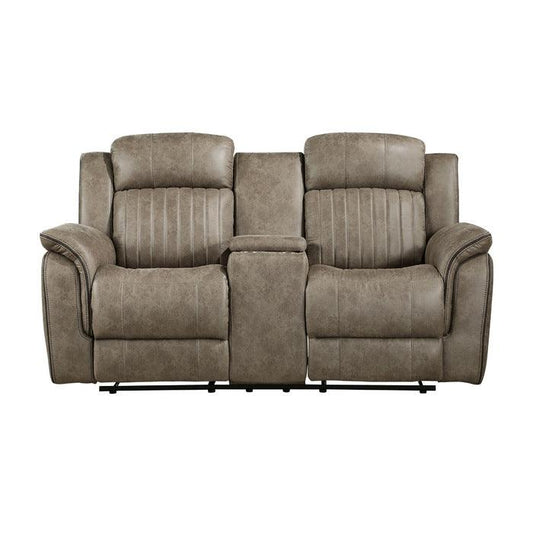 Homelegance - Centeroak Double Reclining Love Seat With Center Console In Sandy Brown - 9479Sdb-2 - ATL FURNITURE