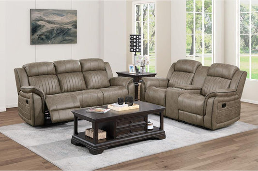 Homelegance - Centeroak 2 Piece Double Reclining Sofa Set In Sandy Brown - 9479Sdb-3-2 - ATL FURNITURE