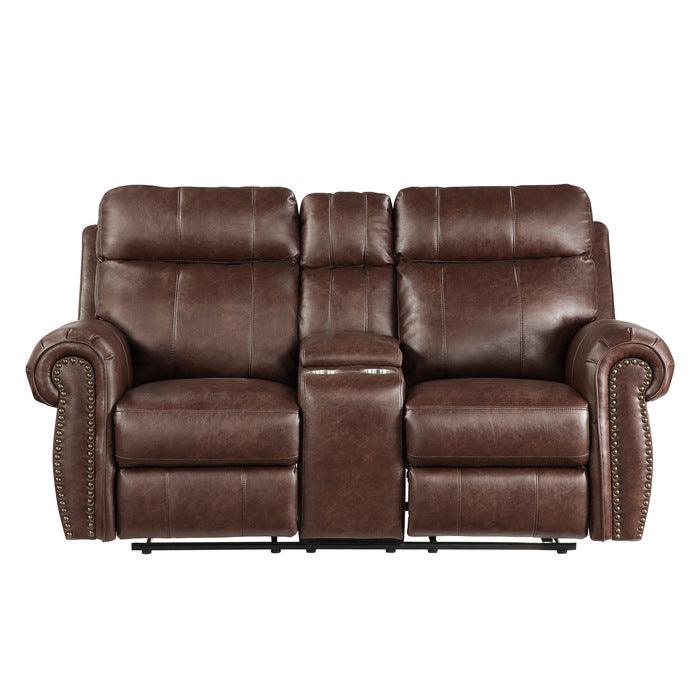 Homelegance - Granville Double Reclining Love Seat With Center Console In Brown - 9488Br-2 - ATL FURNITURE