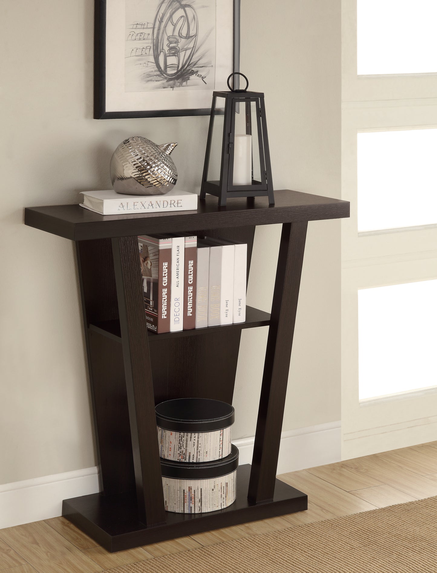 Evanna 2-shelf Engineered Wood Console Table Cappuccino