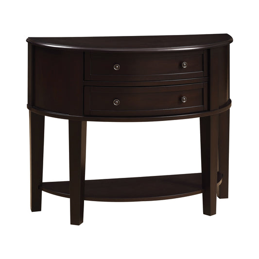 Diane 2-drawer Demilune Entryway Console Table Cappuccino