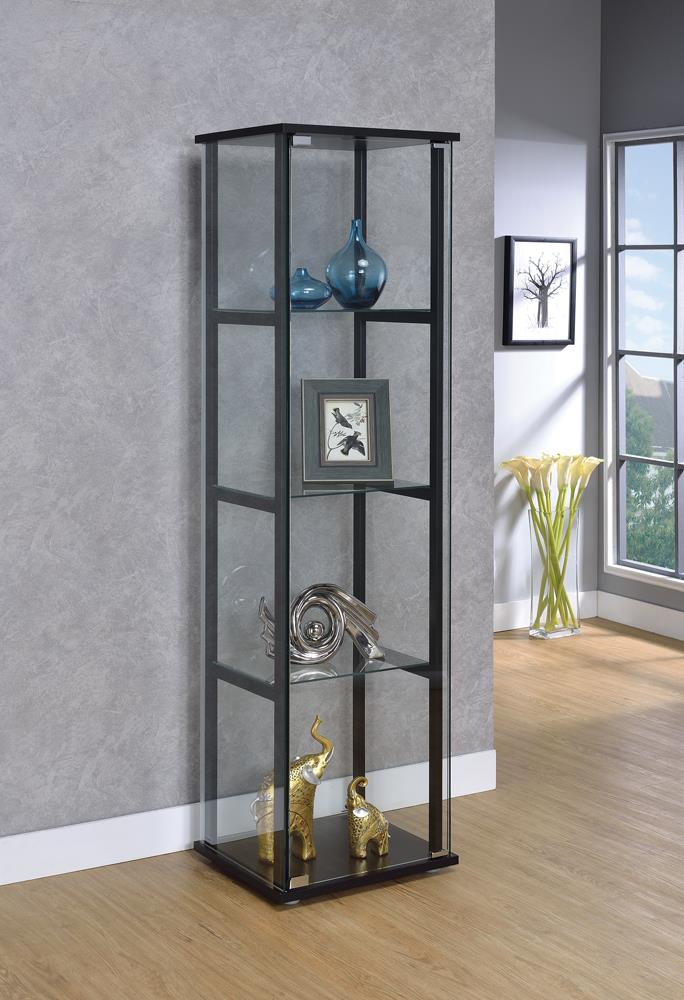 G950171 Contemporary Glass and Black Curio Cabinet - ATL FURNITURE