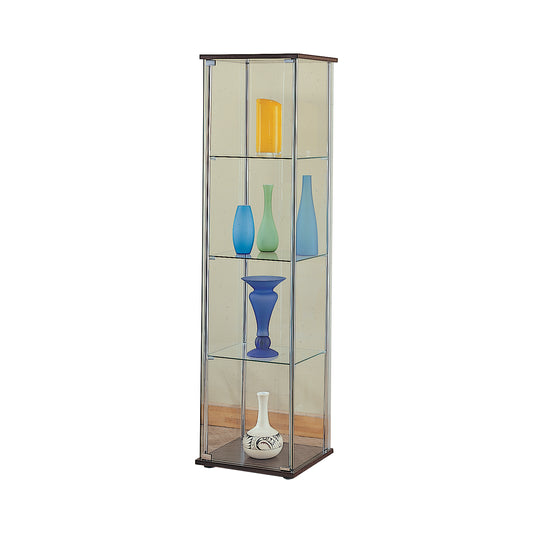 Bellatrix 4-shelf Clear Glass Curio Cabinet Cappuccino