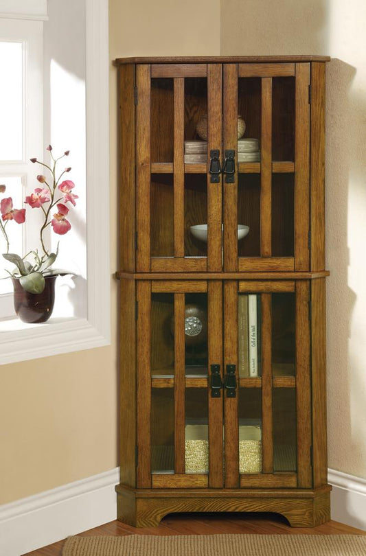 Traditional Warm Brown Curio Cabinet - ATL FURNITURE