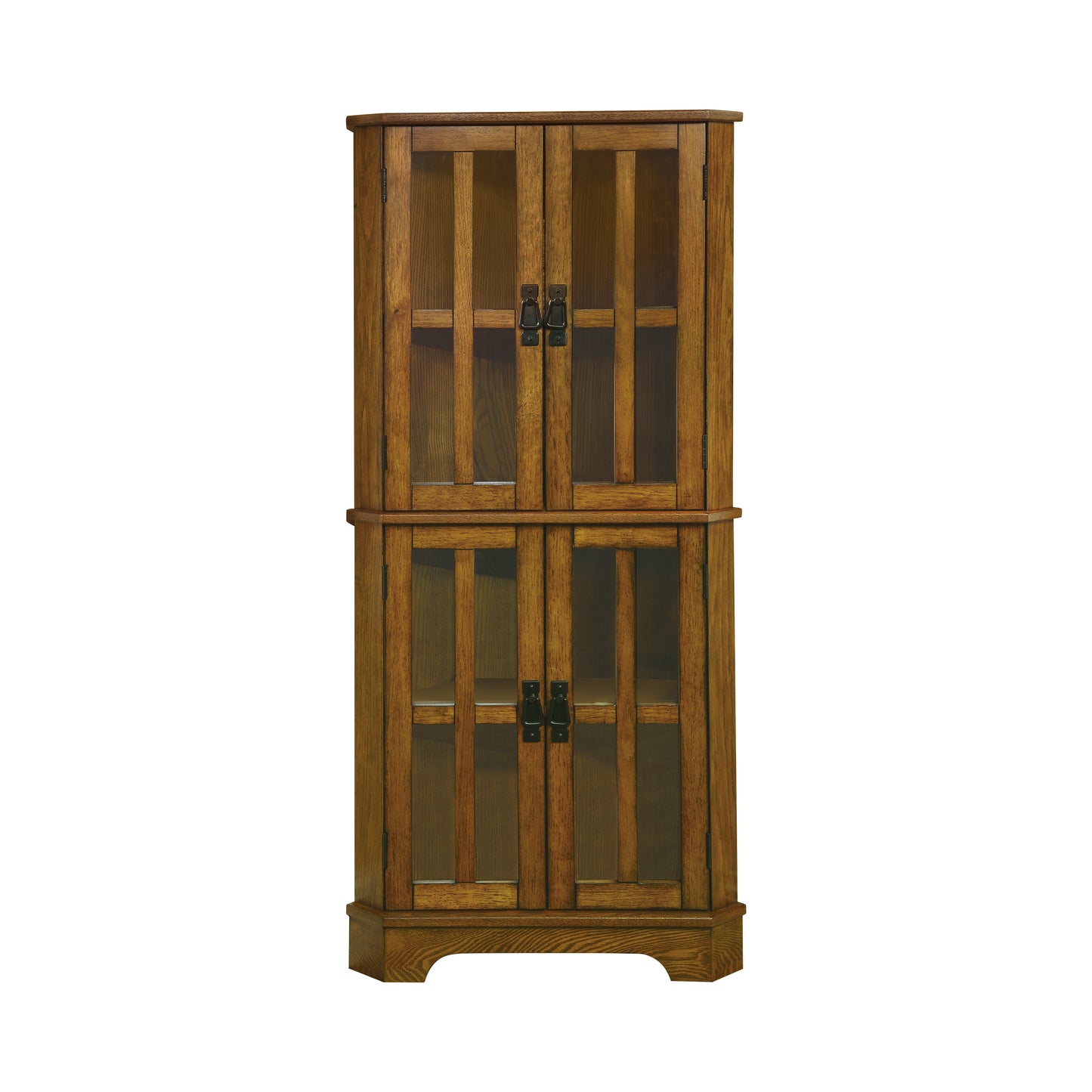 Coreosis 4-door Wood Corner Curio Cabinet Golden Brown