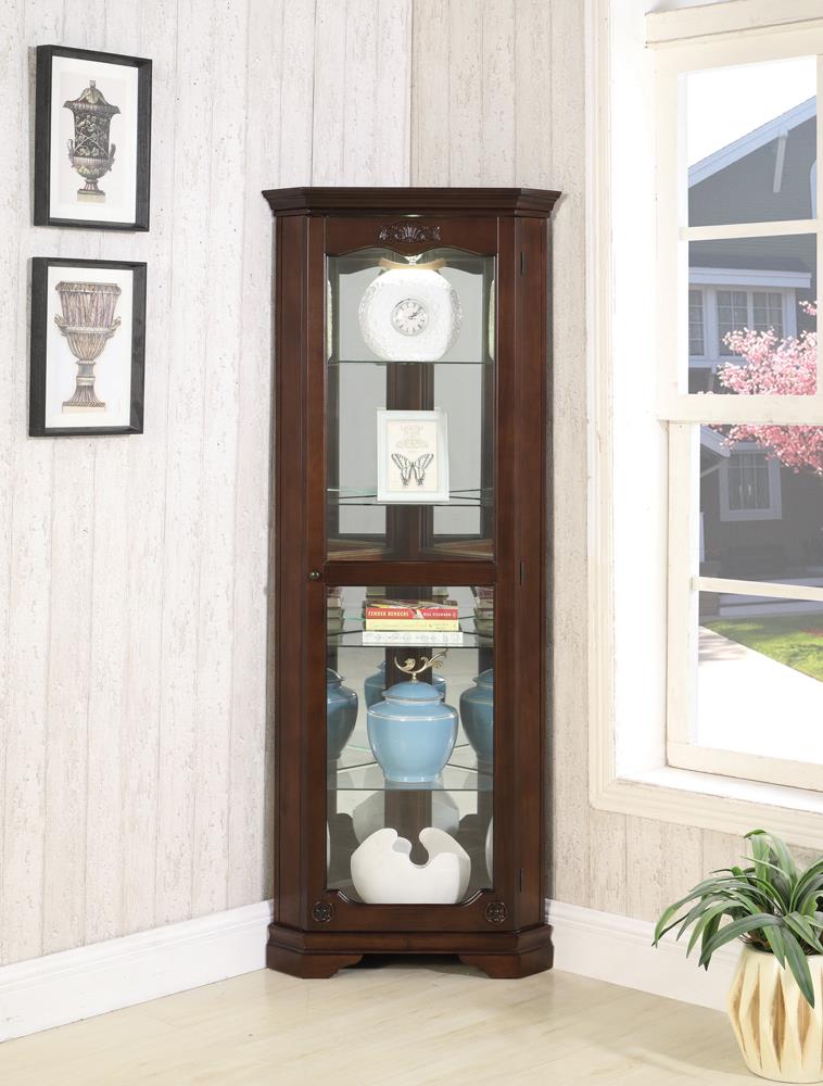 Traditional Golden Brown Curio Cabinet - ATL FURNITURE