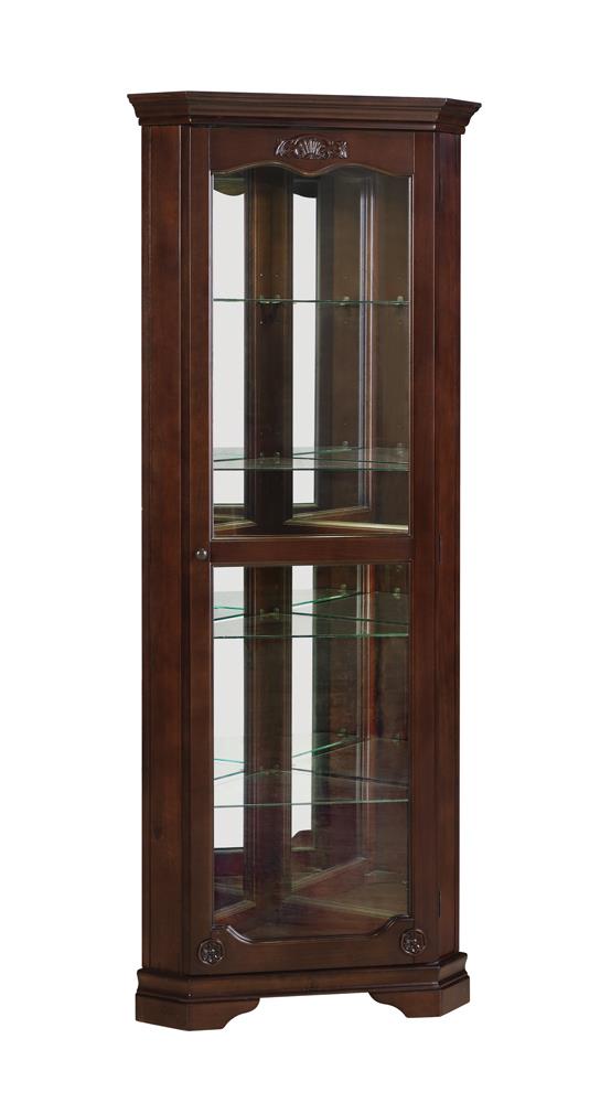 Traditional Golden Brown Curio Cabinet - ATL FURNITURE