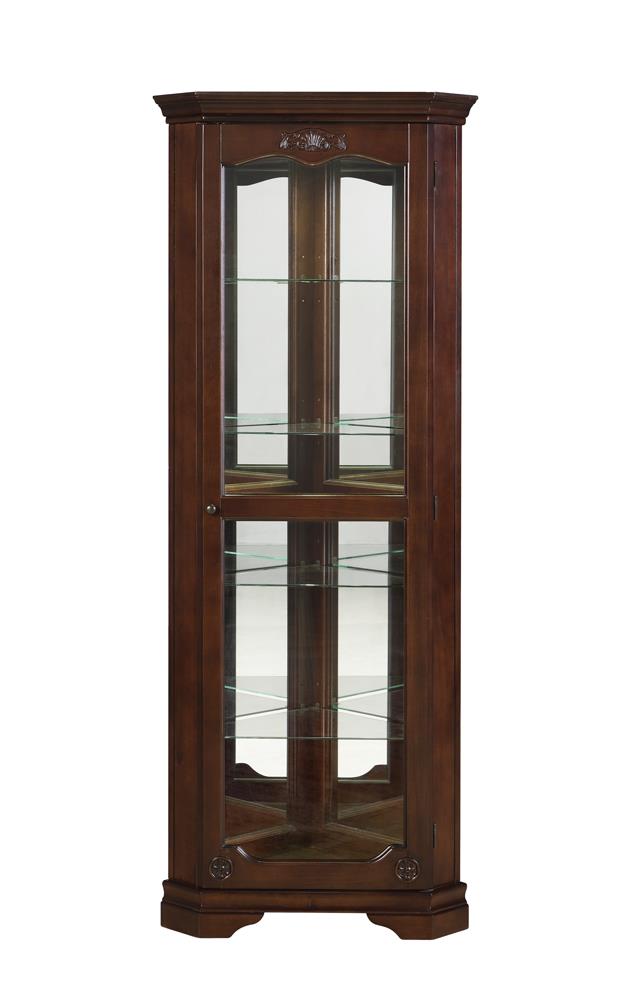 Traditional Golden Brown Curio Cabinet - ATL FURNITURE