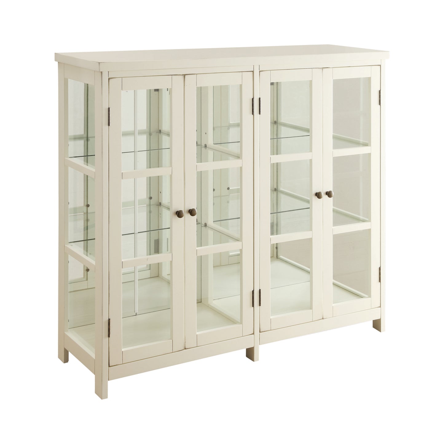 Sable 4-door Wood Accent Storage Display Cabinet Off White