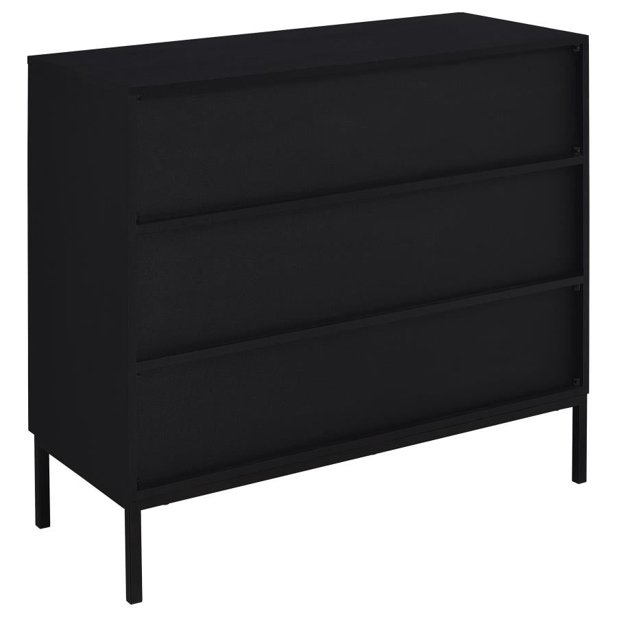 Jess 2-Door Arched Fluted Glass Accent Cabinet Black