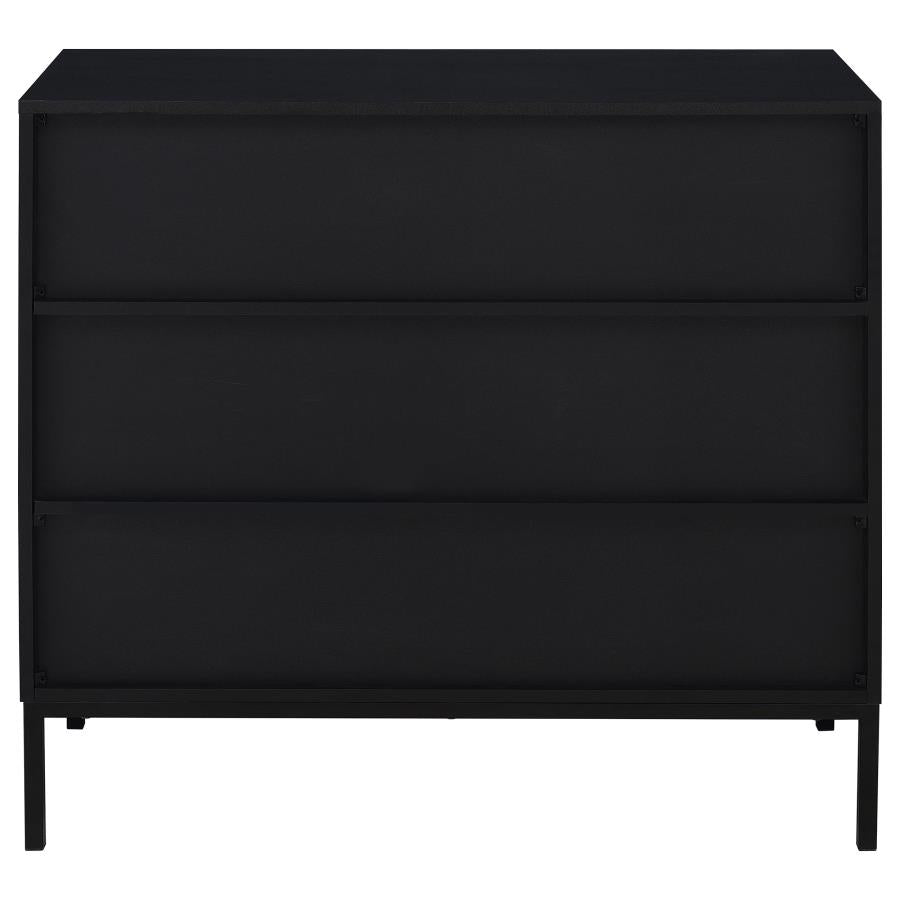 Jess 2-Door Arched Fluted Glass Accent Cabinet Black