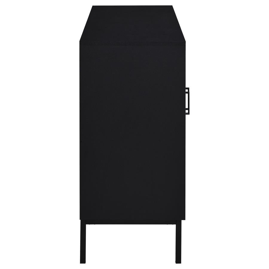 Jess 2-Door Arched Fluted Glass Accent Cabinet Black