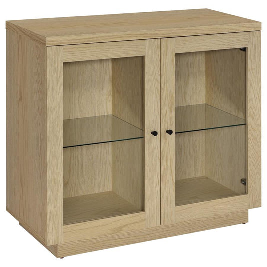 Tilbury 2-Door Glass Front Accent Display Cabinet Light Oak