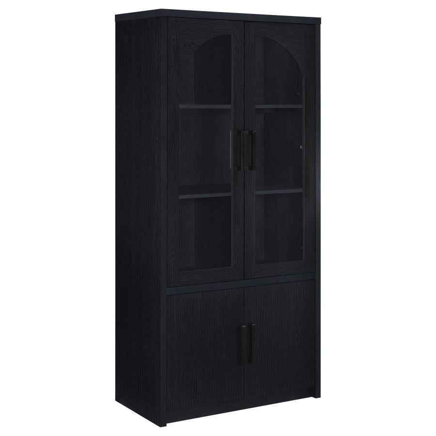 Riva 4-Door Tall Accent Display Cabinet Led Lighting Black
