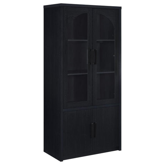 Riva 4-Door Tall Accent Display Cabinet Led Lighting Black