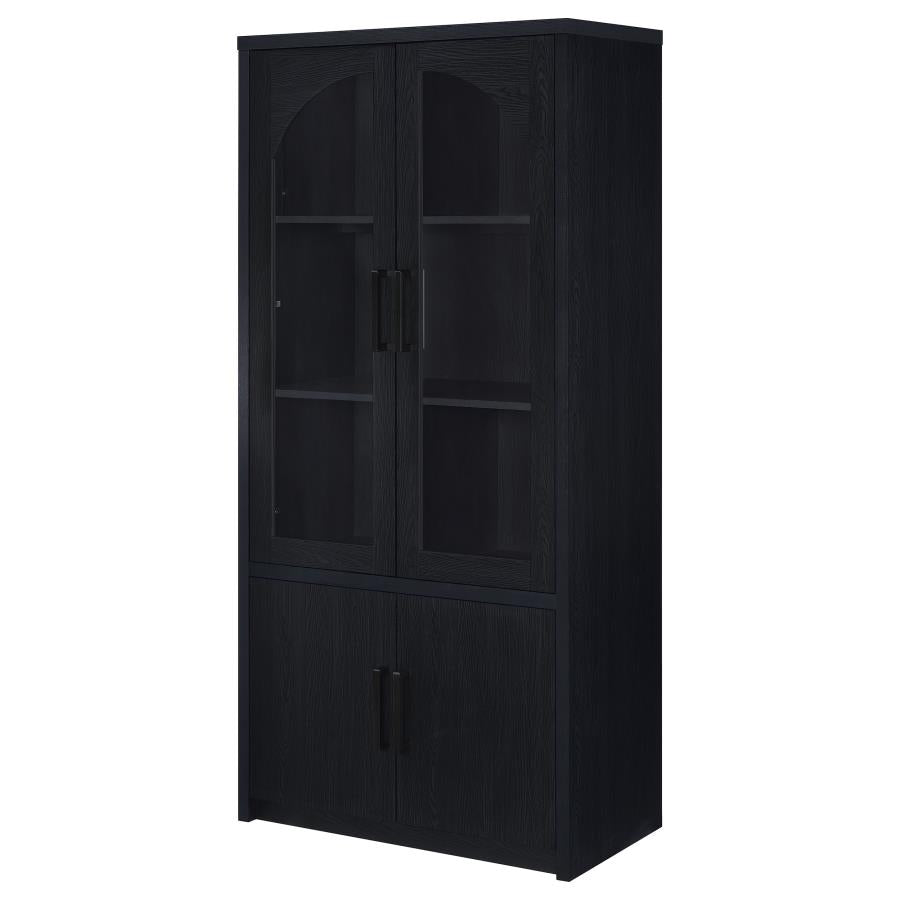 Riva 4-Door Tall Accent Display Cabinet Led Lighting Black