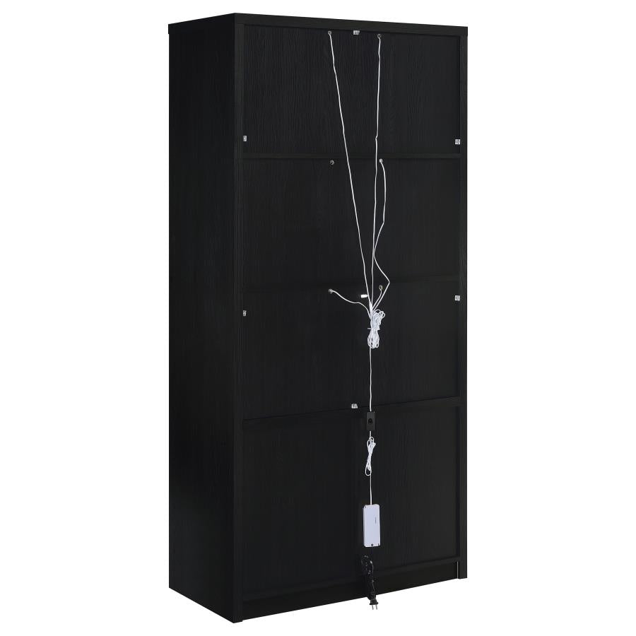 Riva 4-Door Tall Accent Display Cabinet Led Lighting Black