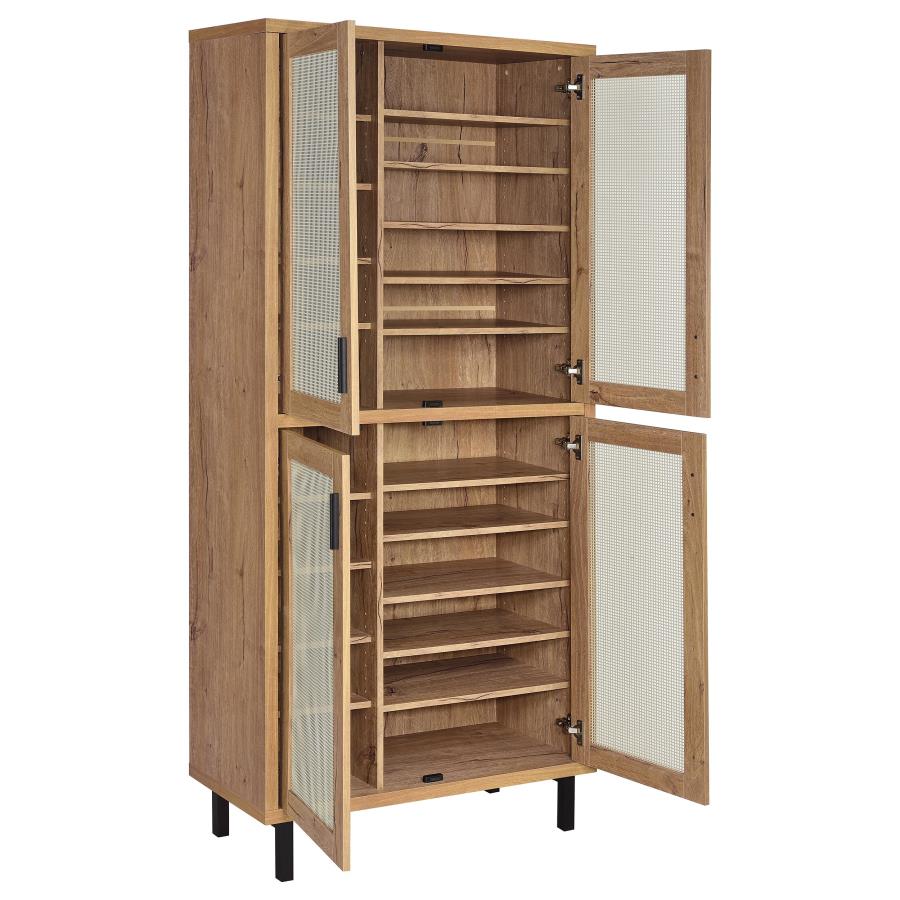Teller 80-Inch 4-Door Tall Shoe Storage Cabinet Natural Oak