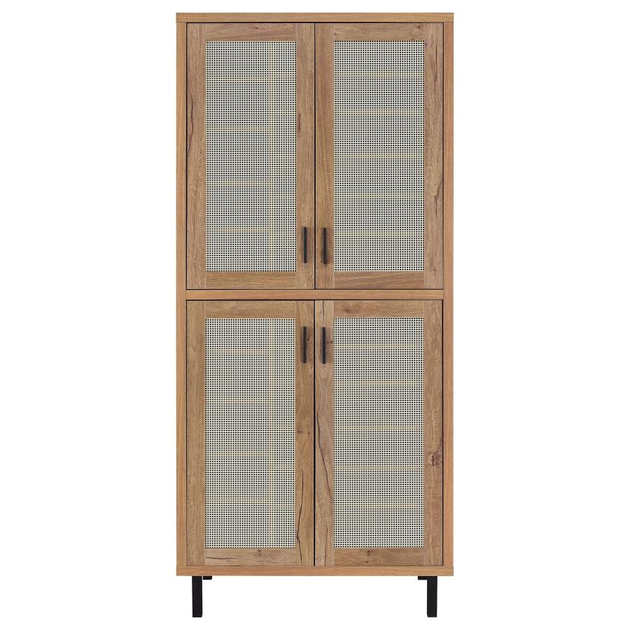 Teller 80-Inch 4-Door Tall Shoe Storage Cabinet Natural Oak