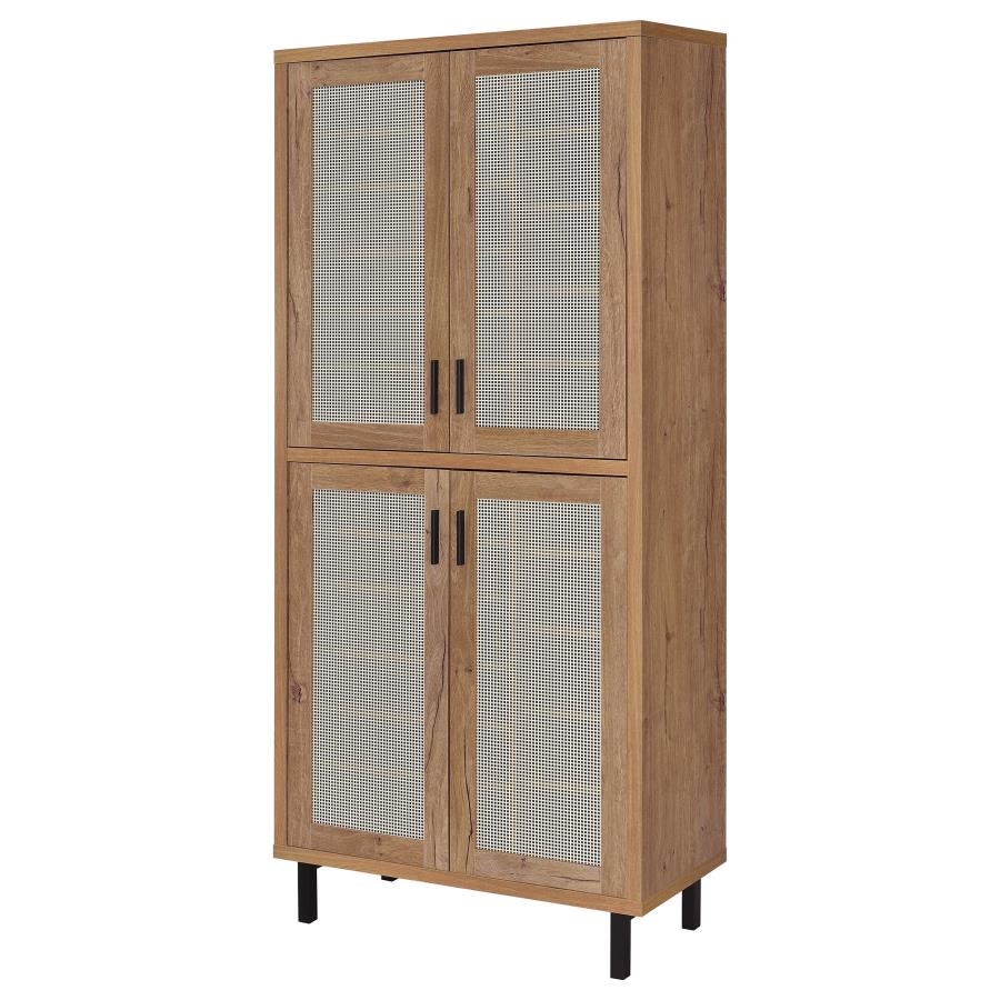 Teller 80-Inch 4-Door Tall Shoe Storage Cabinet Natural Oak