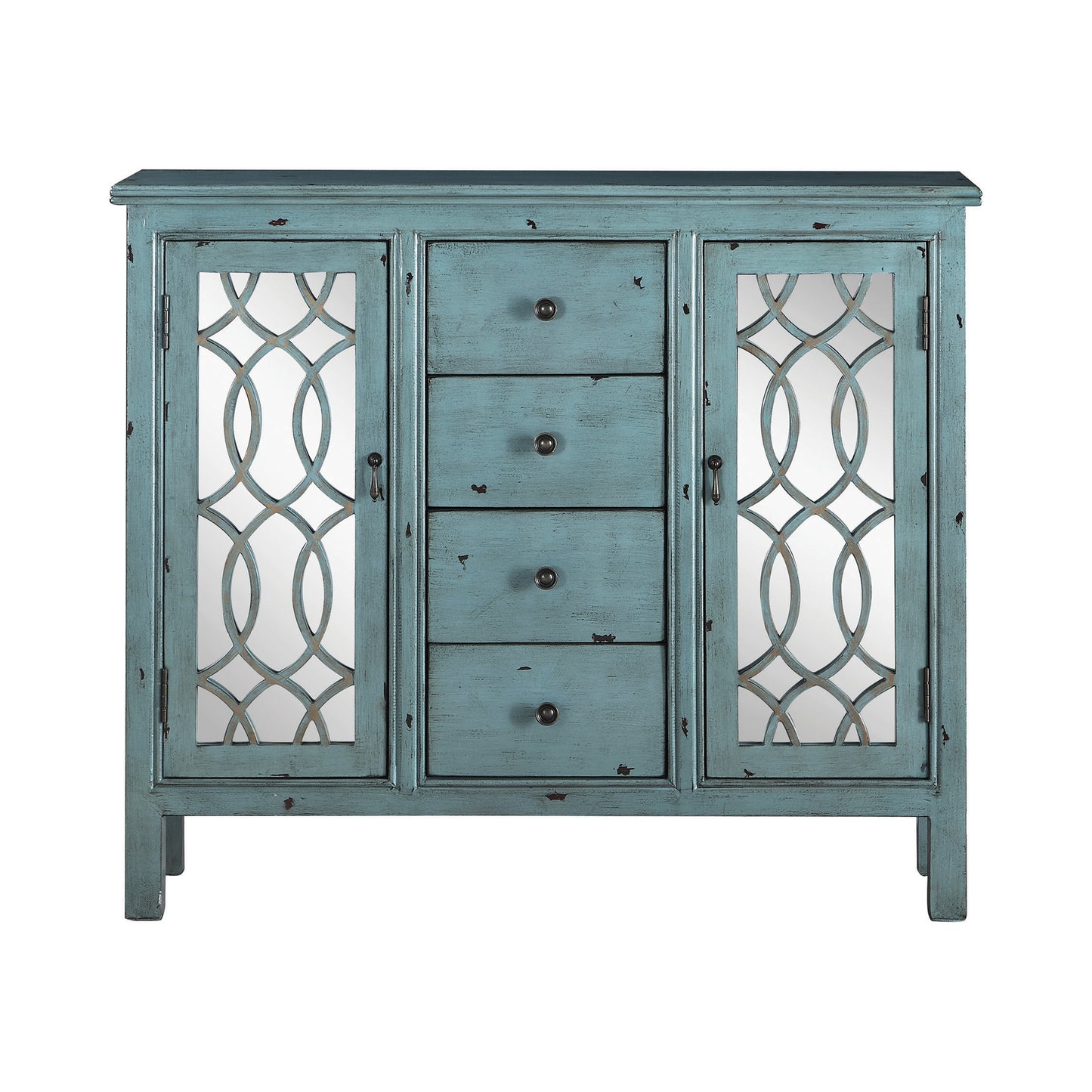 Rue 4-drawer Wood Trellis Accent Storage Cabinet Blue