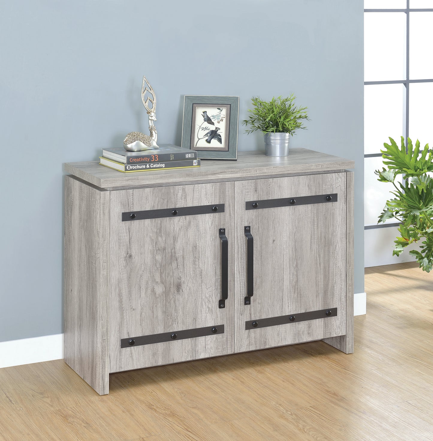 Enoch 2-door Engineered Wood Accent Cabinet Grey Driftwood