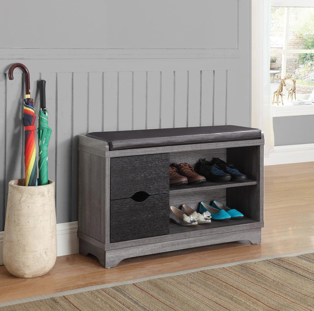 Rustic Distressed Grey Shoe Cabinet - ATL FURNITURE