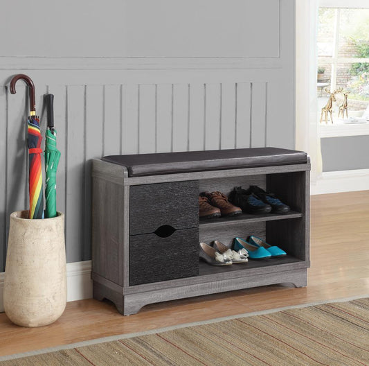 Rustic Distressed Grey Shoe Cabinet - ATL FURNITURE