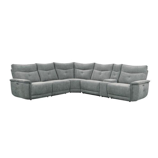 Homelegance - Tesoro 6-Piece Modular Power Reclining Sectional With Power Headrest In Dark Gray - 9509Dg*6Lrrrpwh - ATL FURNITURE