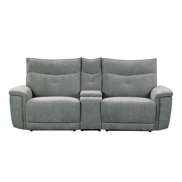 Homelegance - Tesoro Power Double Reclining Love Seat With Center Console And Power Headrests In Dark Gray - 9509Dg-2Cnpwh* - ATL FURNITURE