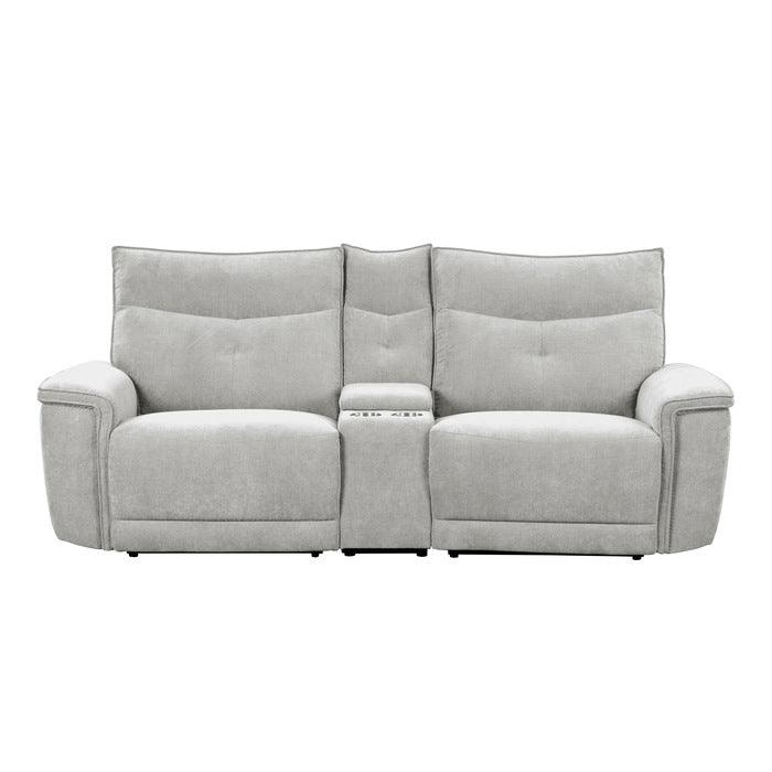 Homelegance - Tesoro Power Double Reclining Love Seat With Center Console And Power Headrests In Gray - 9509Mgy-2Cnpwh* - ATL FURNITURE