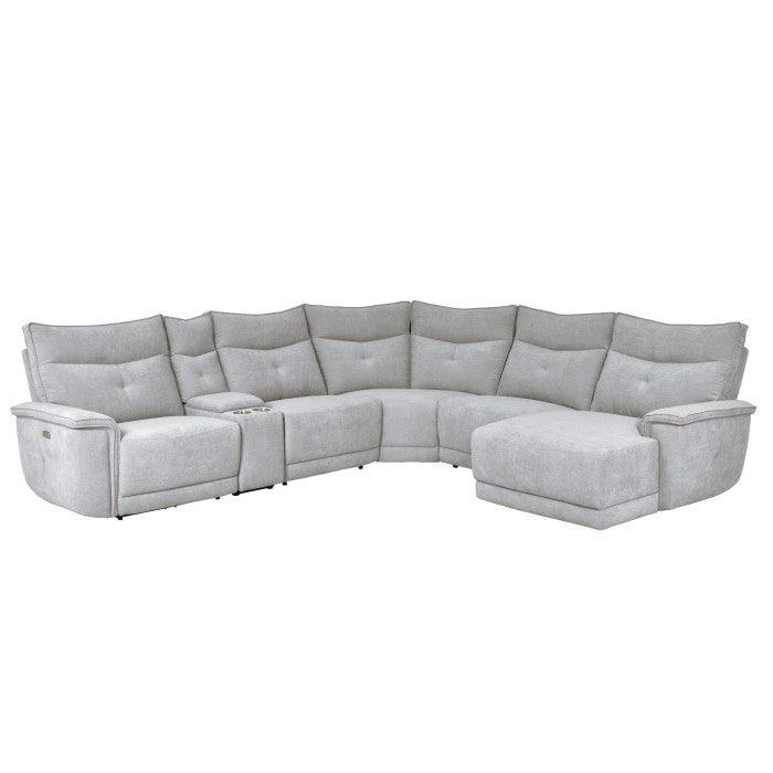 Homelegance - Tesoro 6-Piece Modular Power Reclining Sectional With Power Headrest And Right Chaise In Gray - 9509Mgy*6Lrpwh5R - ATL FURNITURE