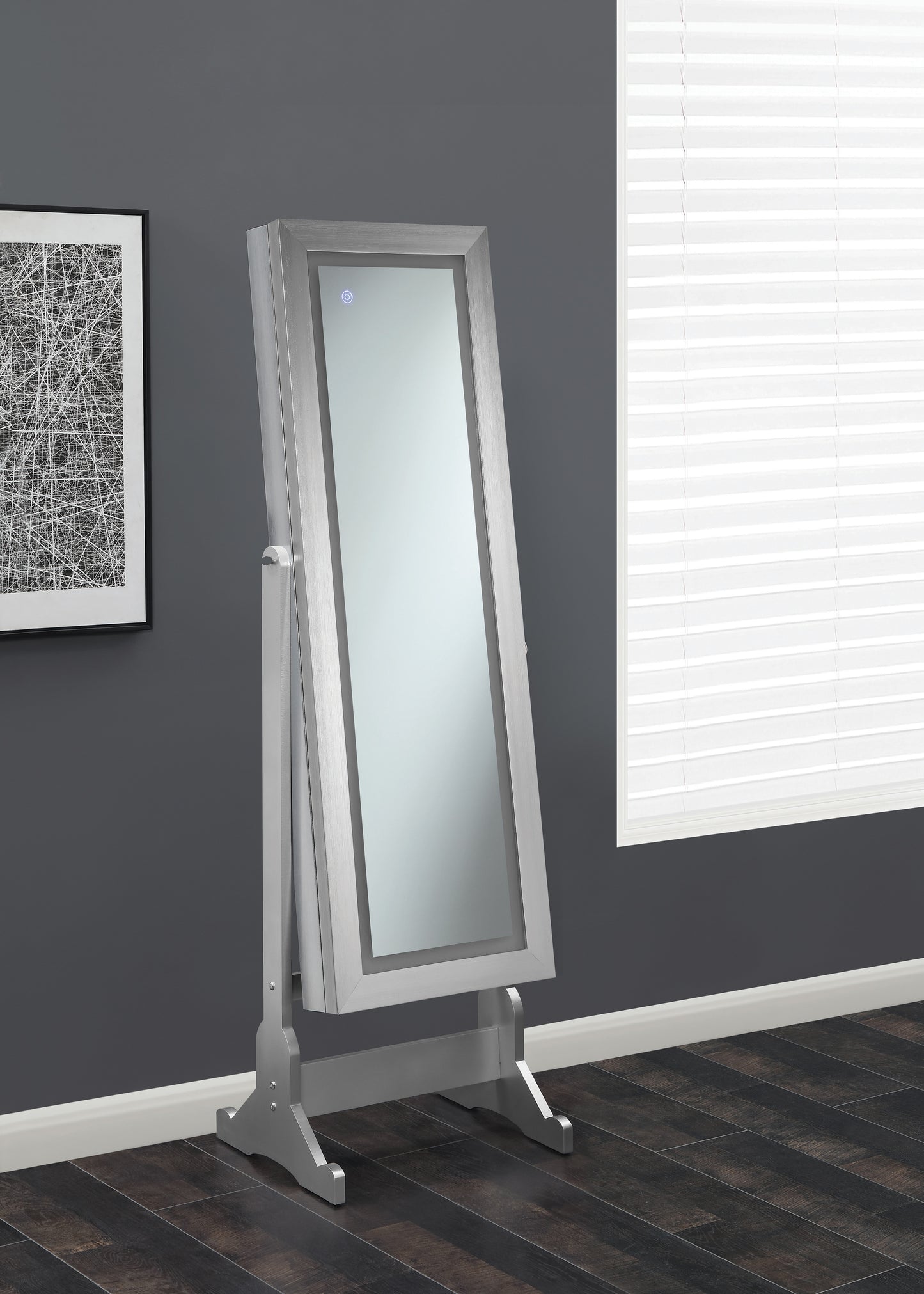 Moore Cheval Mirror with Jewelry Storage Silver