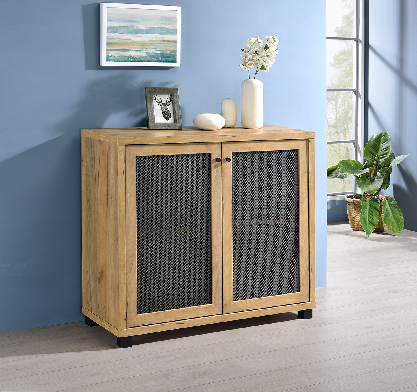 Mchale 2-door Engineered Wood Accent Cabinet Golden Oak