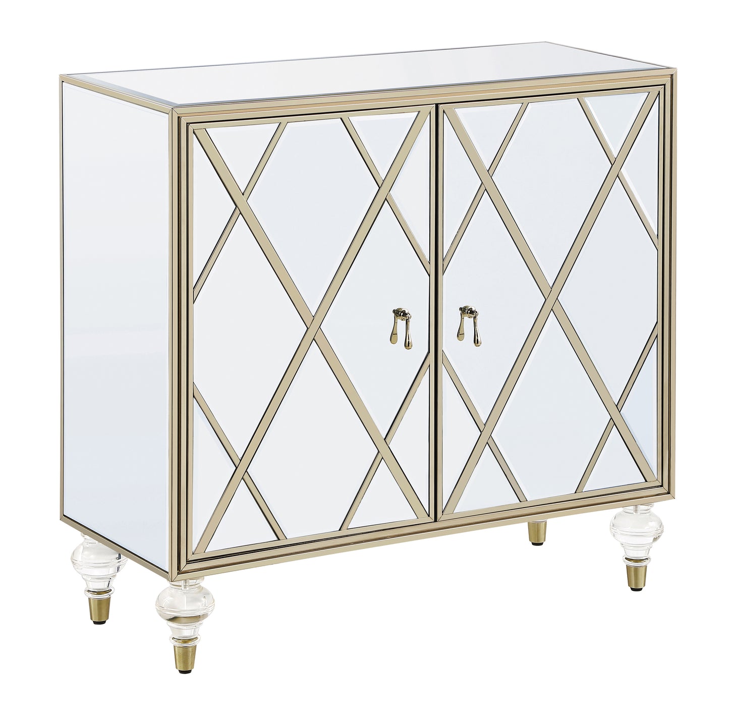 Astilbe 2-door Mirrored Accent Cabinet Silver and Champagne