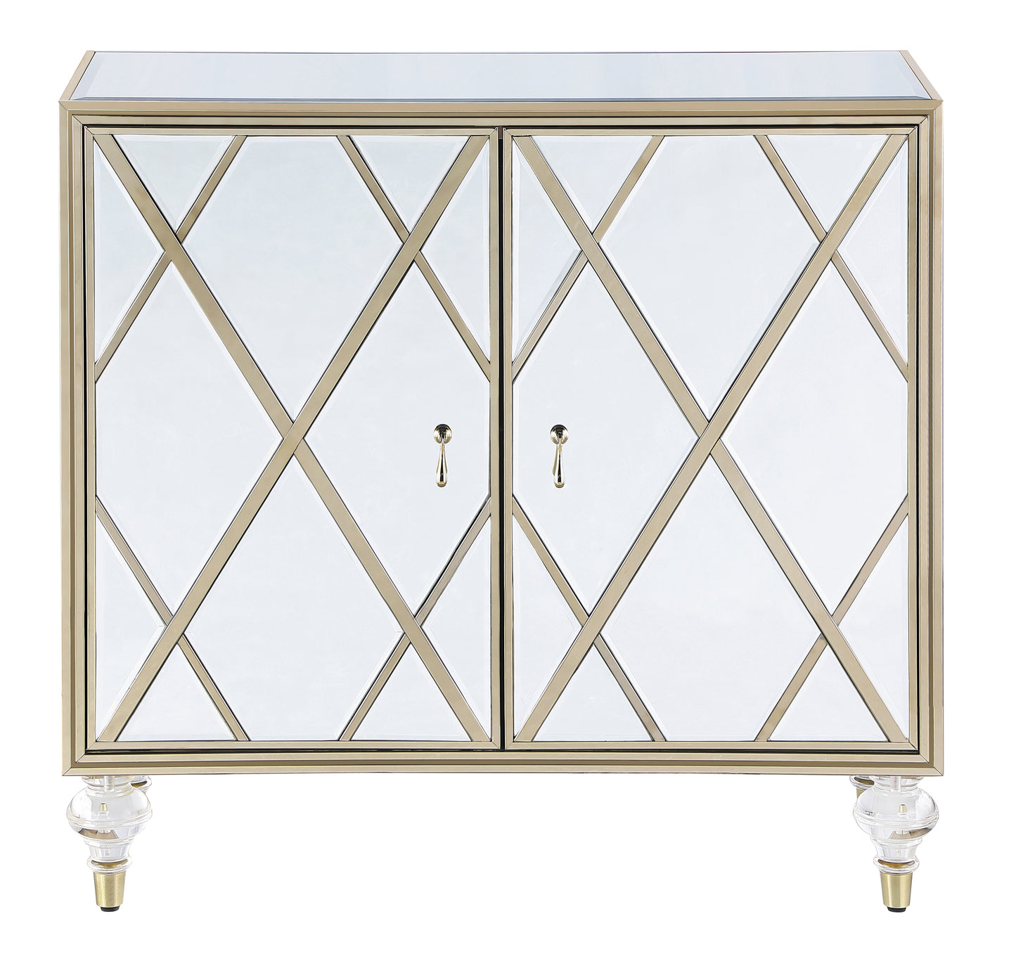 Astilbe 2-door Mirrored Accent Cabinet Silver and Champagne