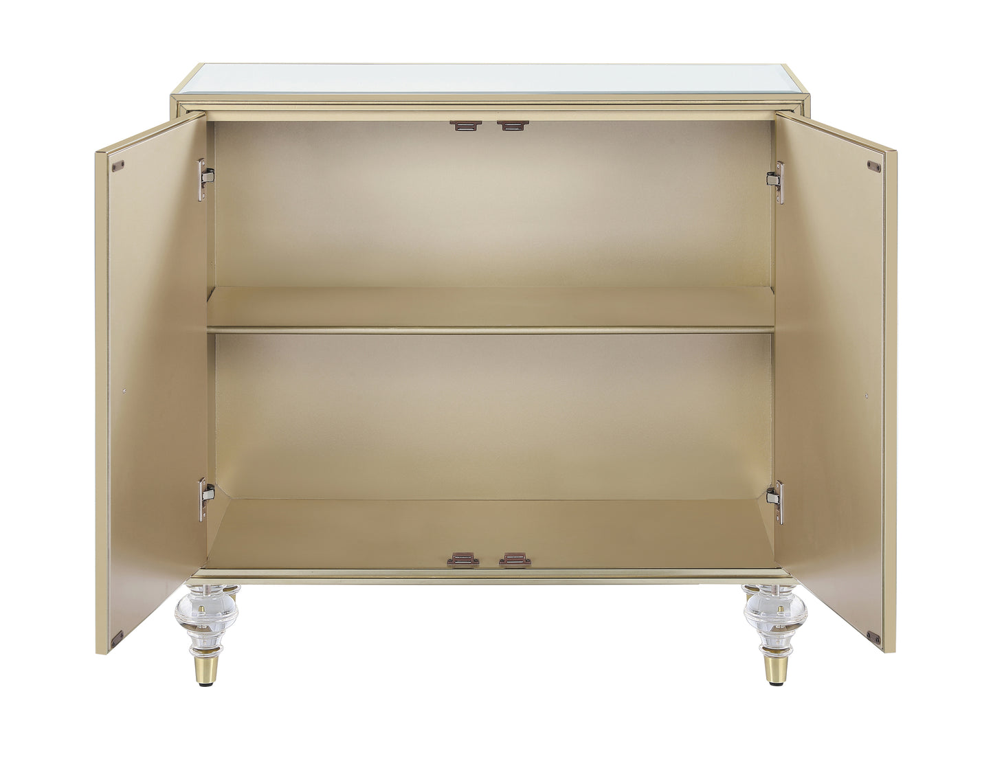 Astilbe 2-door Mirrored Accent Cabinet Silver and Champagne