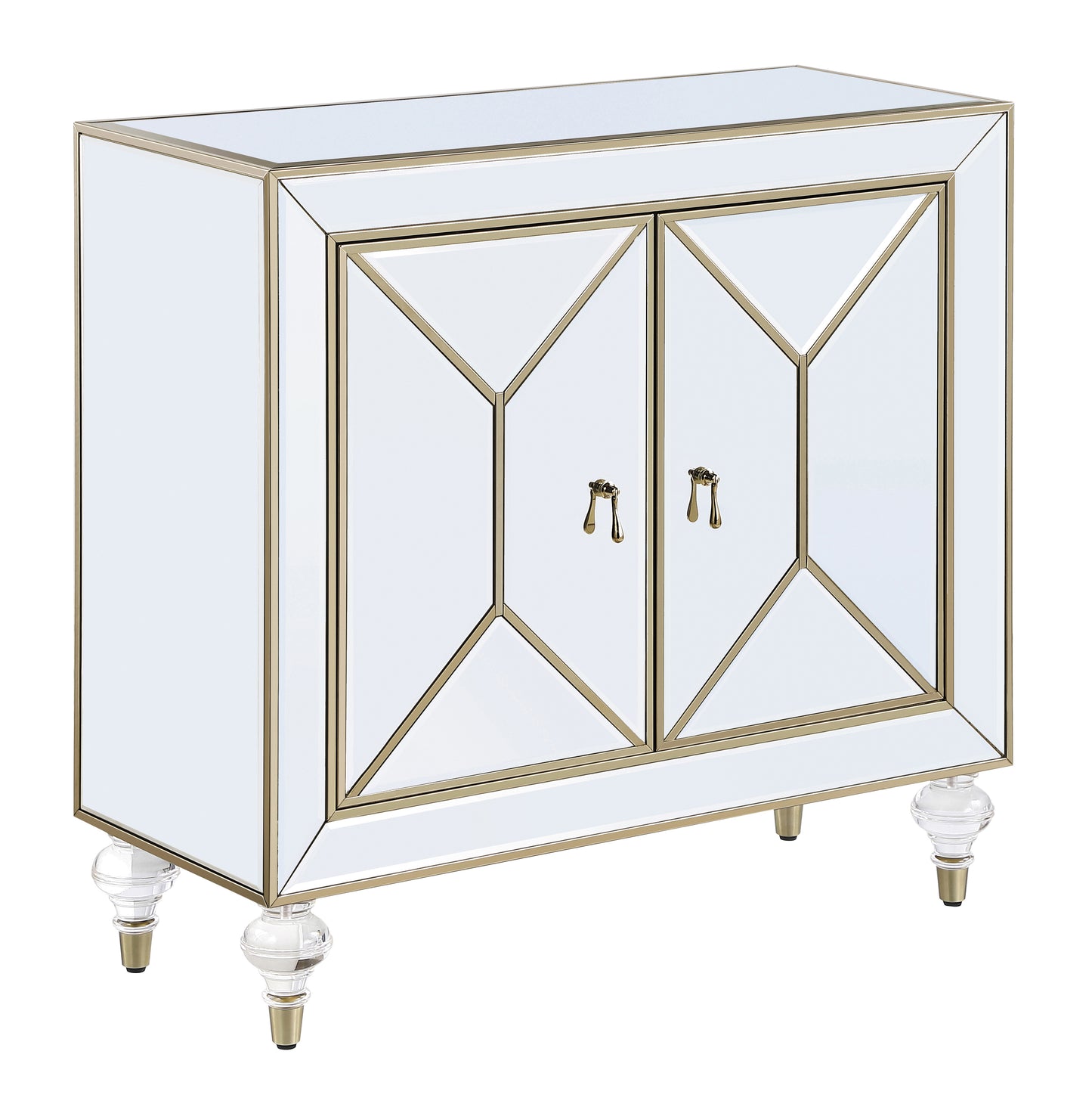 Lupin 2-door Mirrored Storage Accent Cabinet Champagne