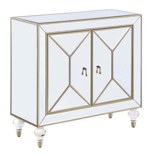 Lupin 2-door Mirrored Storage Accent Cabinet Champagne